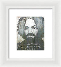 Silver Charles Manson Mug Shot 1969 Vertical  - Framed Print