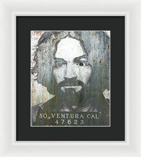 Silver Charles Manson Mug Shot 1969 Vertical  - Framed Print