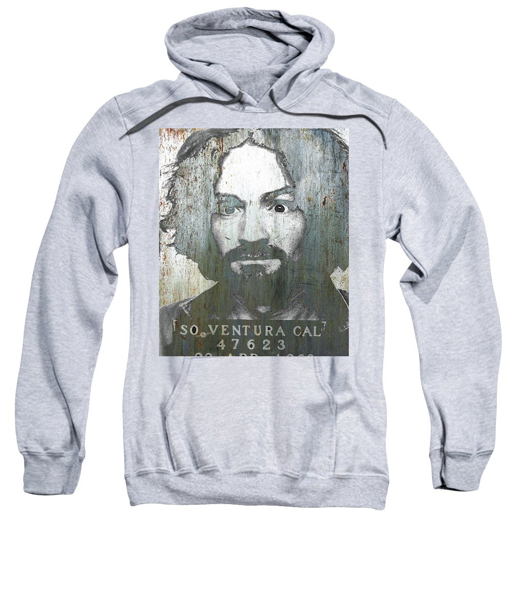 Silver Charles Manson Mug Shot 1969 Vertical  - Sweatshirt