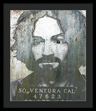 Silver Charles Manson Mug Shot 1969 Vertical  - Framed Print
