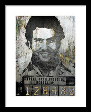 Silver Pablo Escobar Mug Shot 1991 - Framed Print