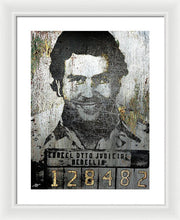 Silver Pablo Escobar Mug Shot 1991 - Framed Print