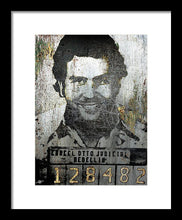Silver Pablo Escobar Mug Shot 1991 - Framed Print