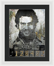 Silver Pablo Escobar Mug Shot 1991 - Framed Print