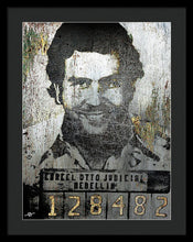 Silver Pablo Escobar Mug Shot 1991 - Framed Print