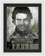 Silver Pablo Escobar Mug Shot 1991 - Framed Print