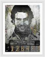 Silver Pablo Escobar Mug Shot 1991 - Framed Print