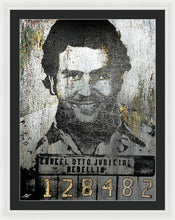Silver Pablo Escobar Mug Shot 1991 - Framed Print