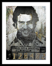 Silver Pablo Escobar Mug Shot 1991 - Framed Print