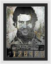 Silver Pablo Escobar Mug Shot 1991 - Framed Print