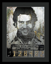 Silver Pablo Escobar Mug Shot 1991 - Framed Print