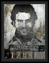 Silver Pablo Escobar Mug Shot 1991 - Framed Print