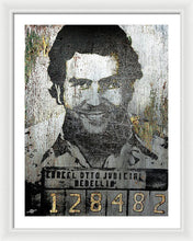 Silver Pablo Escobar Mug Shot 1991 - Framed Print
