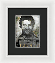 Silver Pablo Escobar Mug Shot 1991 - Framed Print