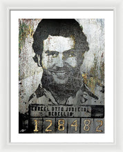 Silver Pablo Escobar Mug Shot 1991 - Framed Print