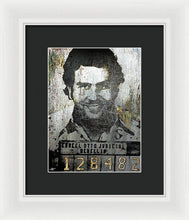 Silver Pablo Escobar Mug Shot 1991 - Framed Print