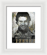 Silver Pablo Escobar Mug Shot 1991 - Framed Print