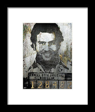 Silver Pablo Escobar Mug Shot 1991 - Framed Print