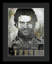 Silver Pablo Escobar Mug Shot 1991 - Framed Print