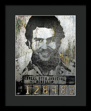 Silver Pablo Escobar Mug Shot 1991 - Framed Print