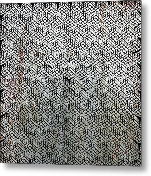 Silver Rubik's Cube Abstract Black And White 1 - Metal Print