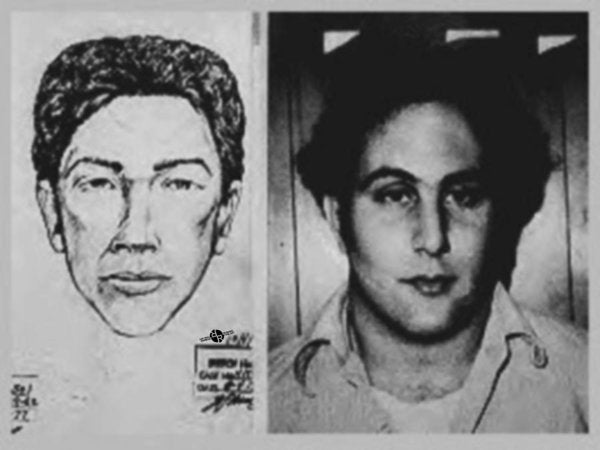 Son Of Sam David Berkowitz Mug Shot And Police Sketch - Art Print