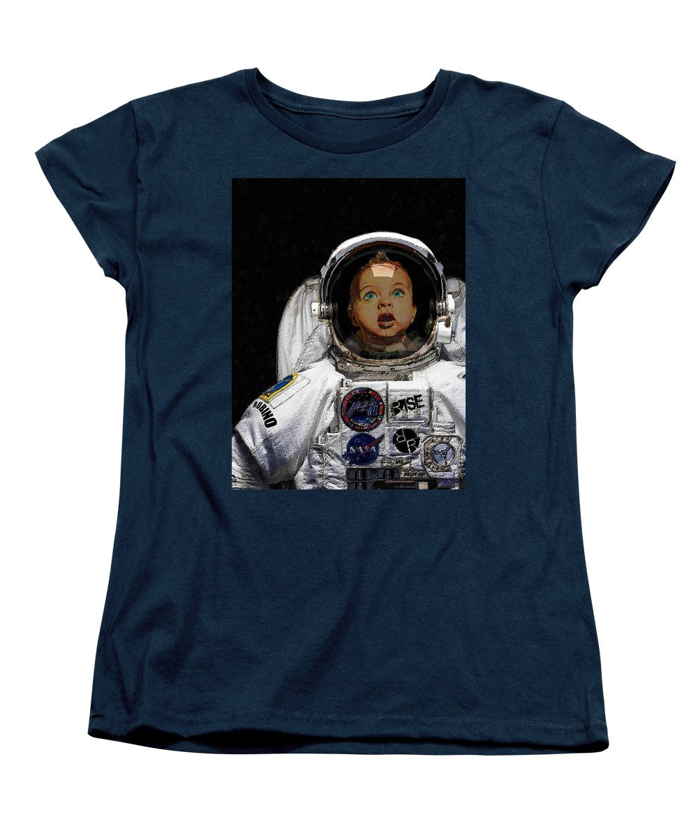Space Baby - Women's T-Shirt (Standard Fit) Women's T-Shirt (Standard Fit) Pixels Navy Small 