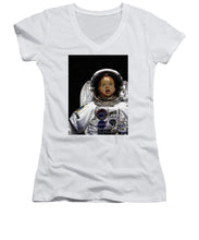Space Baby - Women's V-Neck (Athletic Fit) Women's V-Neck (Athletic Fit) Pixels White Small 