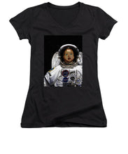 Space Baby - Women's V-Neck (Athletic Fit) Women's V-Neck (Athletic Fit) Pixels Black Small 