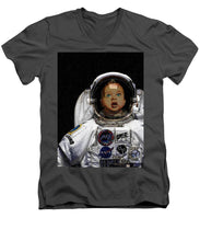 Space Baby - Men's V-Neck T-Shirt Men's V-Neck T-Shirt Pixels Charcoal Small 