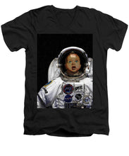 Space Baby - Men's V-Neck T-Shirt Men's V-Neck T-Shirt Pixels Black Small 