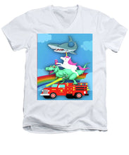 Super Terrific Freakin Awesome - Men's V-Neck T-Shirt Men's V-Neck T-Shirt Pixels White Small 