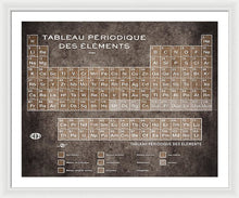 Tableau Periodiques Periodic Table Of The Elements Vintage Chart Sepia - Framed Print