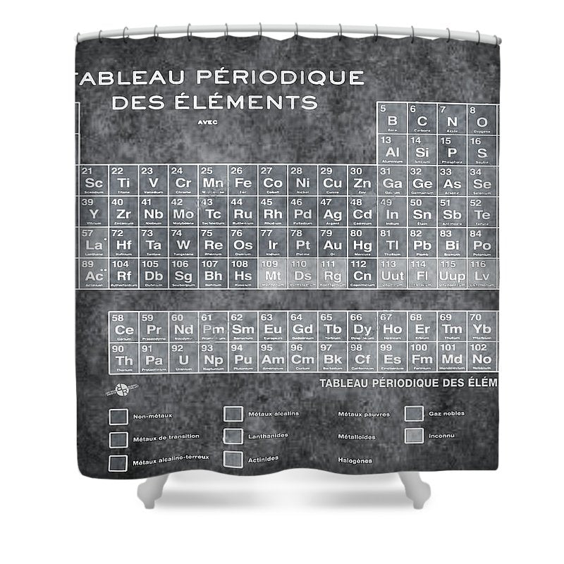 Tableau Periodiques Periodic Table Of The Elements Vintage Chart Silver - Shower Curtain