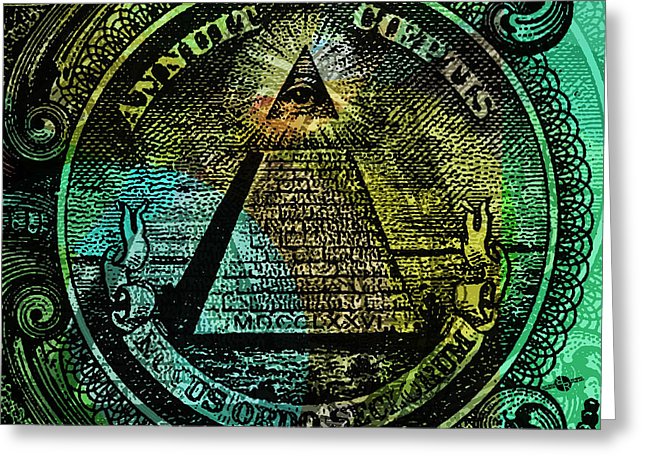 The Color Of Mason Money Close Up 1 Dollar Us 4 - Greeting Card