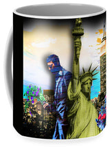 The Statue Of Liberty And A Banksy Pass In The Night - Mug