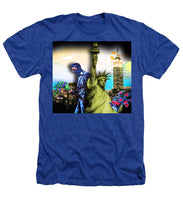 The Statue Of Liberty And A Banksy Pass In The Night - Heathers T-Shirt