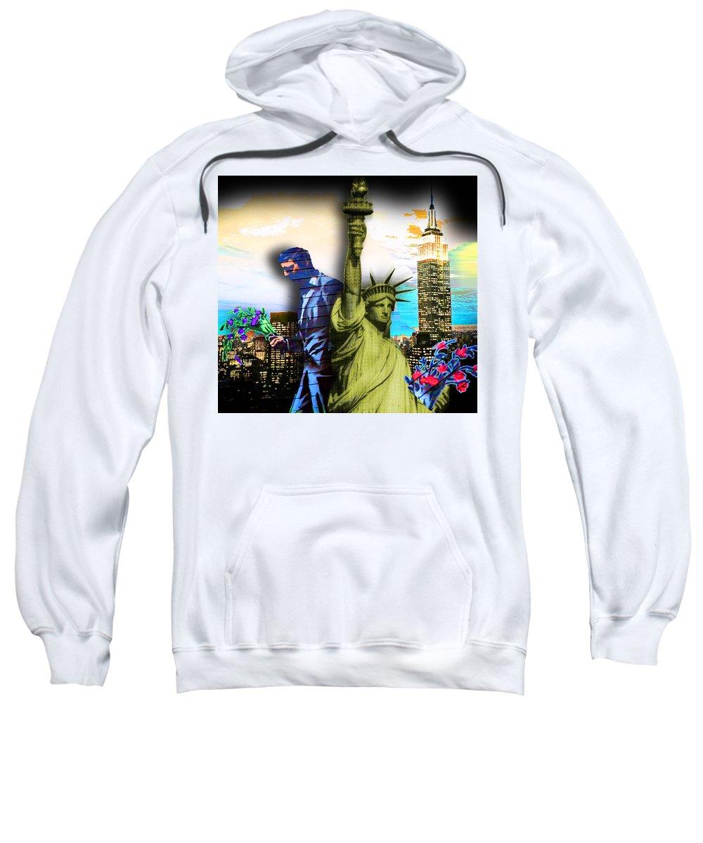 The Statue Of Liberty And A Banksy Pass In The Night - Sweatshirt
