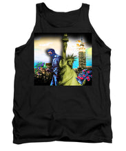 The Statue Of Liberty And A Banksy Pass In The Night - Tank Top