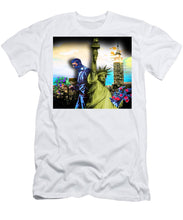 The Statue Of Liberty And A Banksy Pass In The Night - Men's T-Shirt (Athletic Fit)