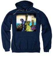 The Statue Of Liberty And A Banksy Pass In The Night - Sweatshirt