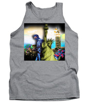 The Statue Of Liberty And A Banksy Pass In The Night - Tank Top