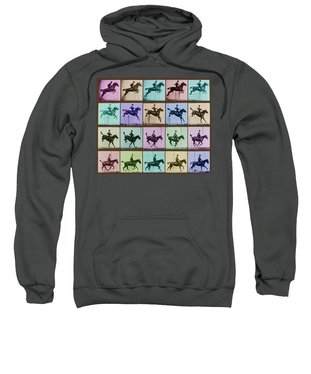 Time Lapse Motion Study Horse And Rider Color - Sweatshirt