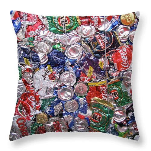 Trashed Cans Painting Over Photo - Throw Pillow