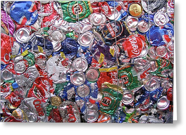 Trashed Cans Painting Over Photo - Greeting Card