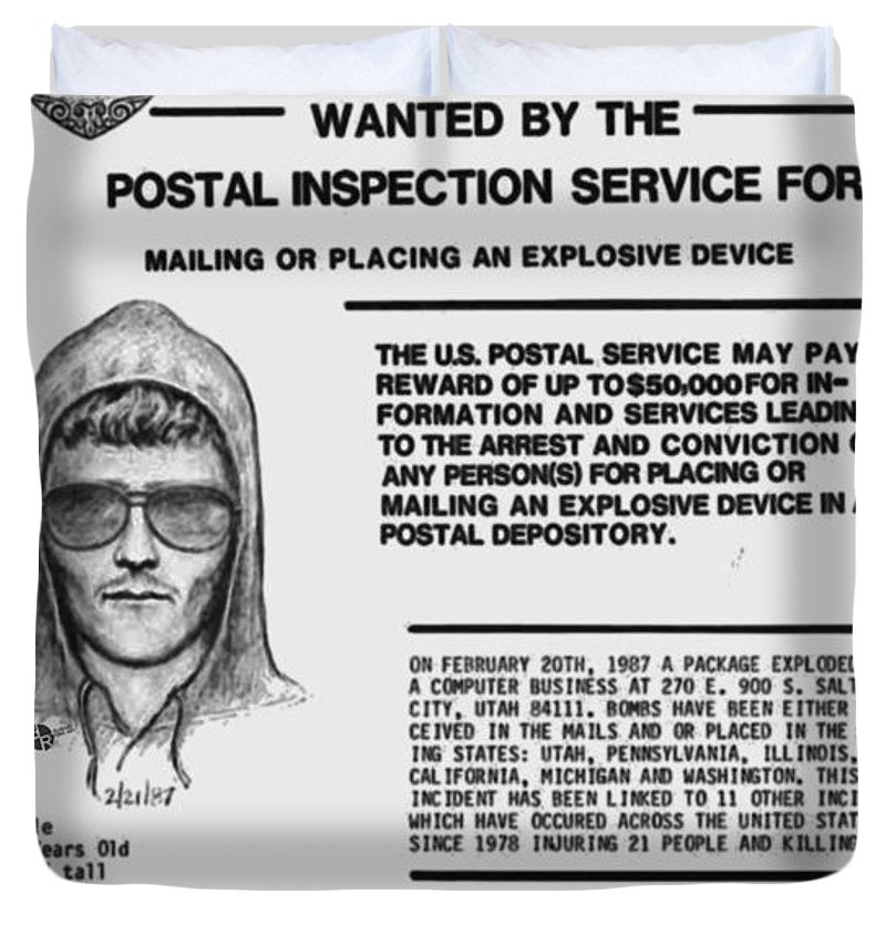 Unabomber Ted Kaczynski Wanted Poster 1 - Duvet Cover