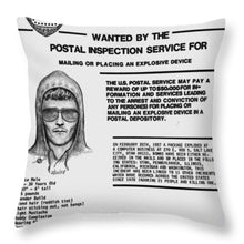 Unabomber Ted Kaczynski Wanted Poster 1 - Throw Pillow