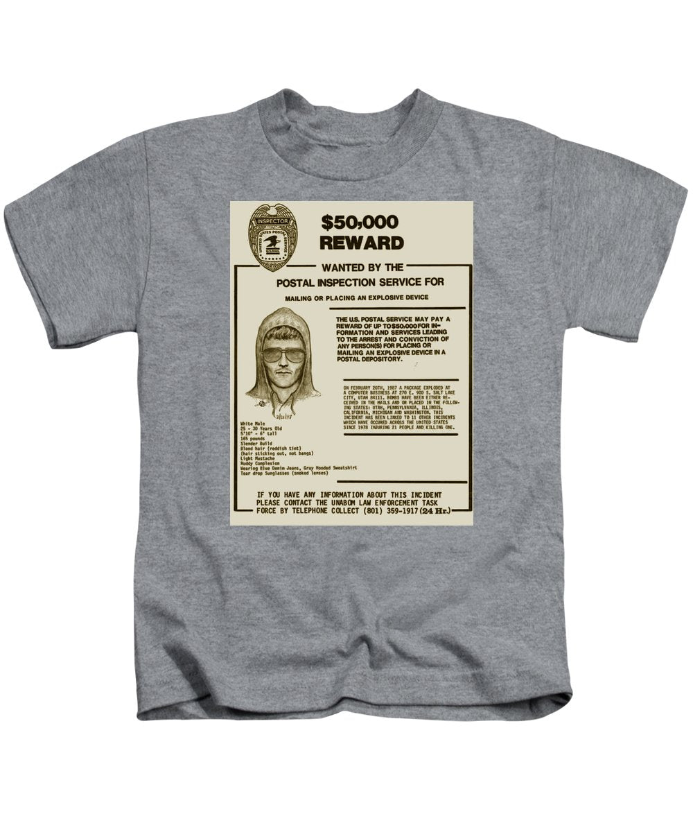 Unabomber Ted Kaczynski Wanted Poster 2 - Kids T-Shirt