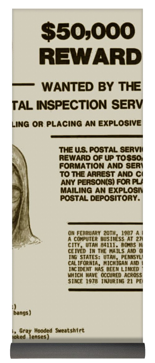 Unabomber Ted Kaczynski Wanted Poster 2 - Yoga Mat