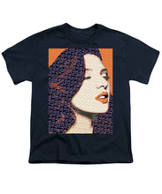 Vain Portrait Of A Woman 2 - Youth T-Shirt Youth T-Shirt Pixels Navy Small 
